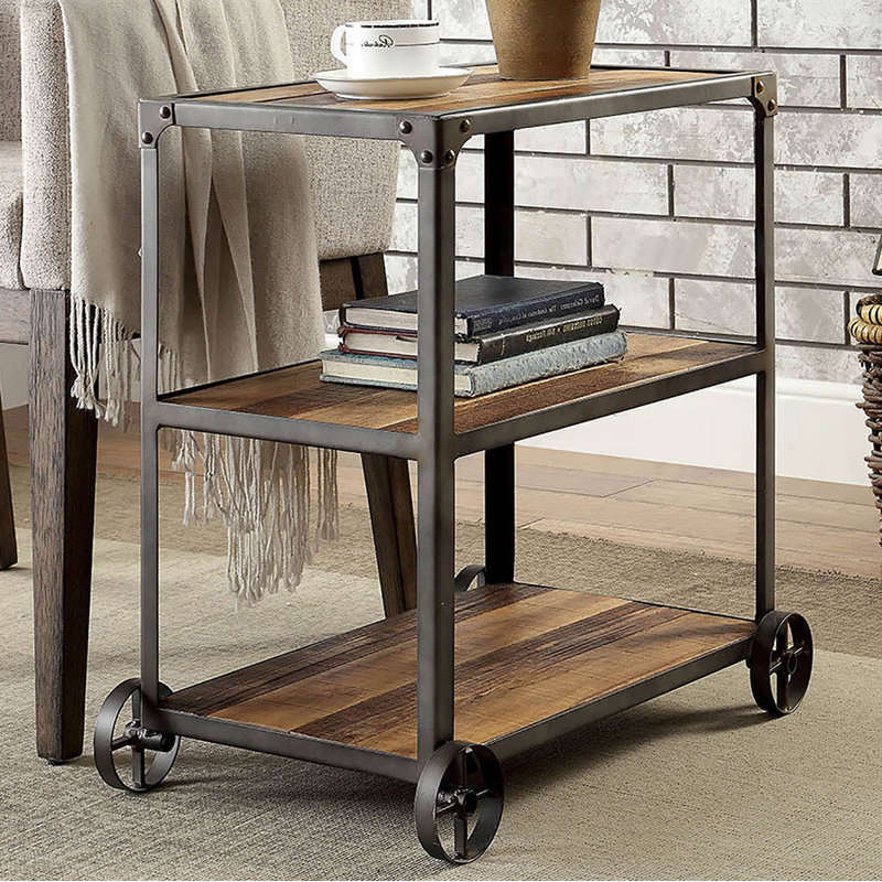 Industrial End Table With Wheels imgcheese